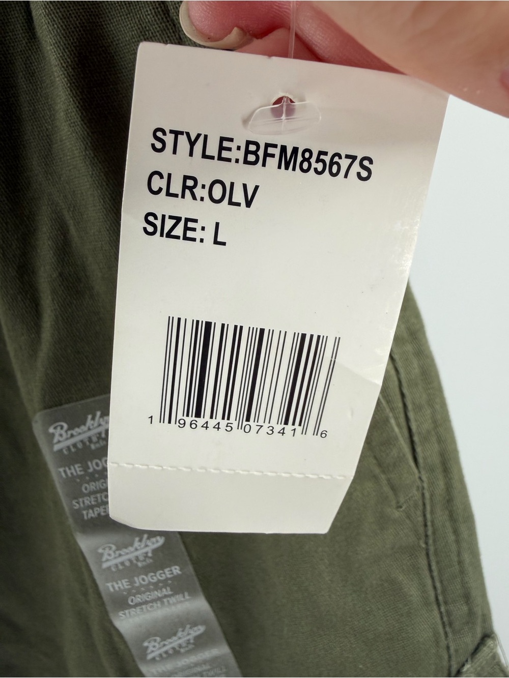 Brooklyn Cloth Men's Cargo Pocket Twill Joggers Relaxed Fit Durable Green Large - Picture 6 of 7